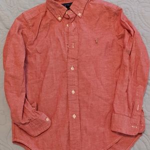 Boys size 6 Red Chambray Button down